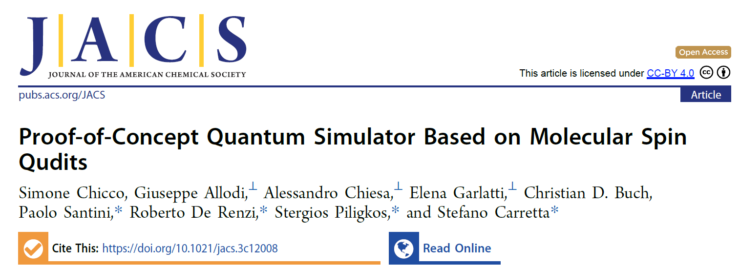 Published on JACS the first experimental quantum simulation on a molecular spin qudit